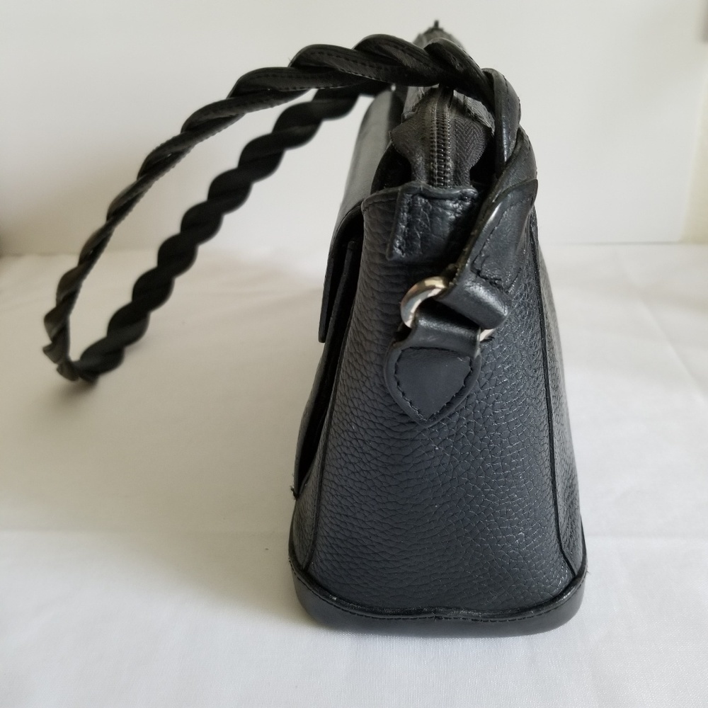 Brighton Black Leather Shoulder Satchel Handbag - Picture 6 of 8